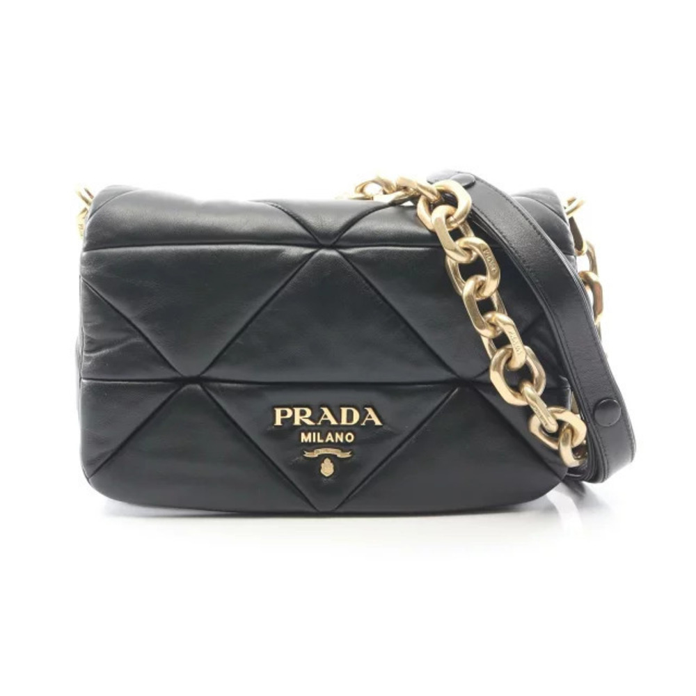 Prada Padded Shoulder Bag Leather Black